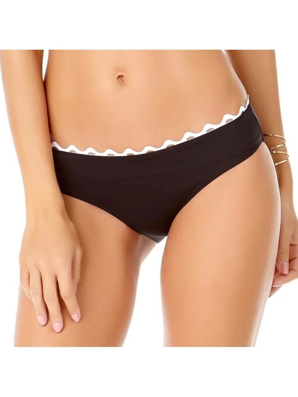 NWT Anne Cole BLACK RIC-RAC SOLIDS BIKINI BOTTOM